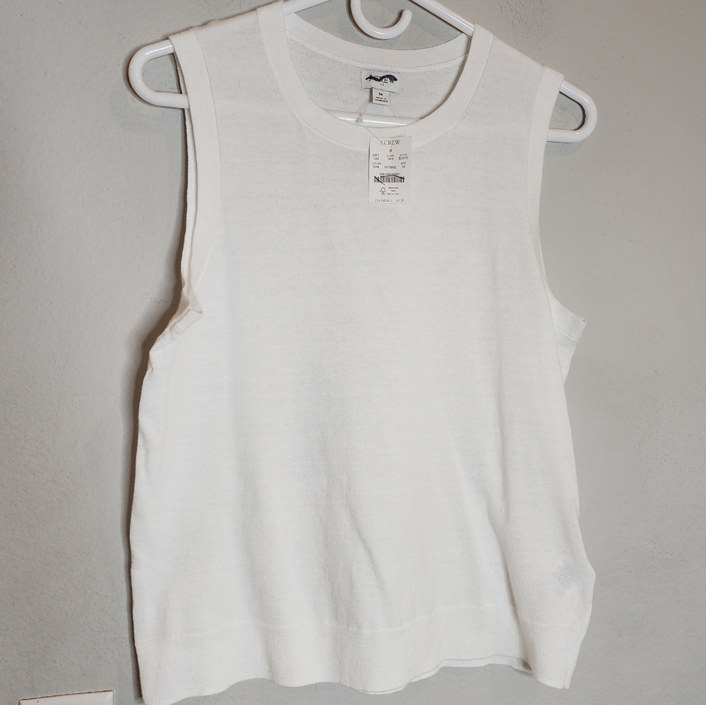 NWT J. Crew White Sleeveless Lightweight Cotton Sweater Size Medium